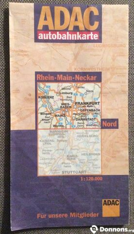 Carte routière Allemagne Rhein-Main-Neckar (ADAC)