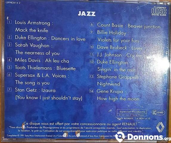 CD compilation "classiques du JAZZ"