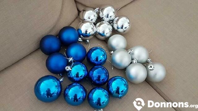 Lot de boules de Noël bleu/argenté
