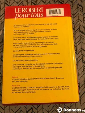 Dictionnaire LE ROBERT pour tous/langue française
