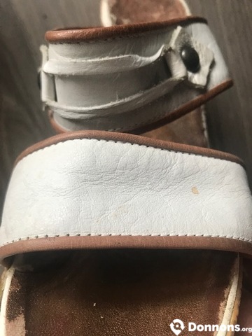 Chaussures été compensées blanc & naturel P37