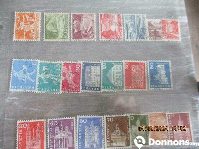 Lot 4 - 21 timbres oblitérés de Suisse