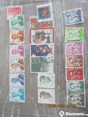 Lot 6 - 21 timbres oblitérés de Belgique