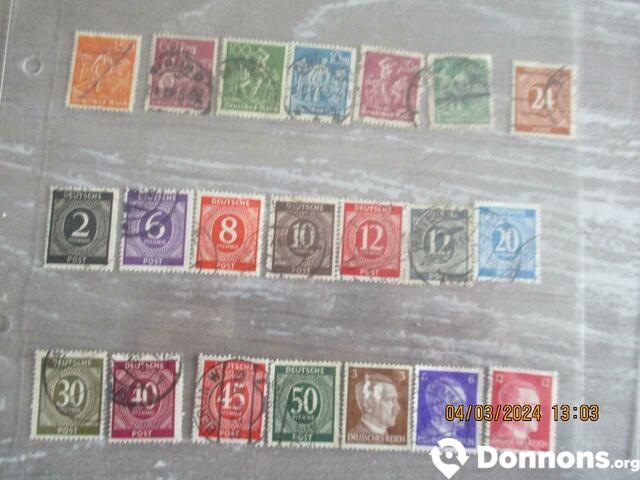 Lot 9 - 21 timbres oblitérés d'Allemagne