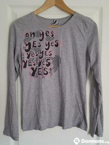 Tee-shirt gris manches longues