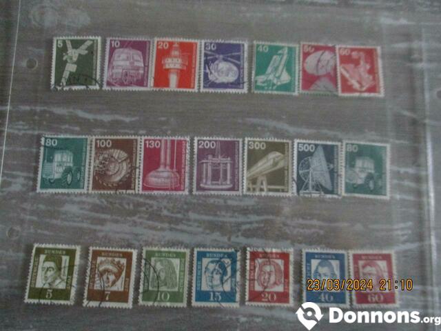 Lot 10 - 21 timbres Allemagne oblitérés