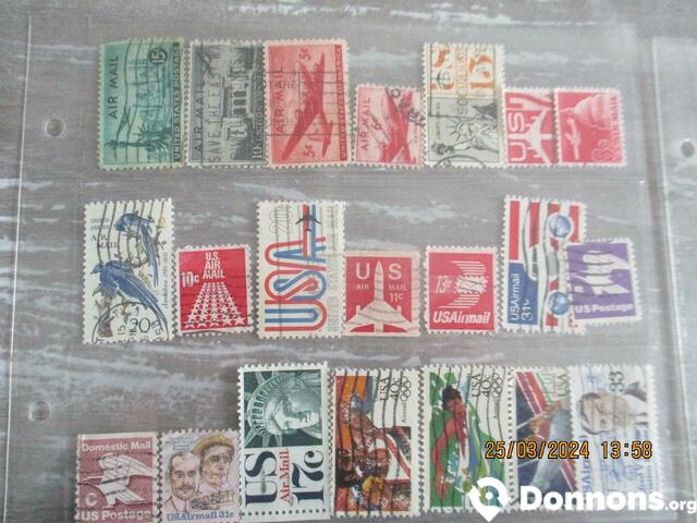 A - 21 timbres oblitérés Etats-Unis Poste Aérienne