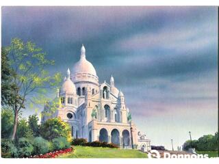 Carte postale paris aquarelle sacre coeur