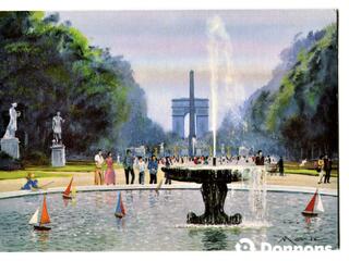 Carte postale paris aquarelle jardin des tuileries