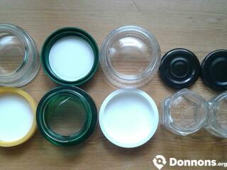 Pots en verre (3 ronds 50ml + 2 hexagonaux < 40ml