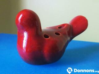 Petit oiseau ceramique rouge