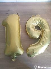 Ballon anniversaire doré chiffre gonflable 1 ou 9