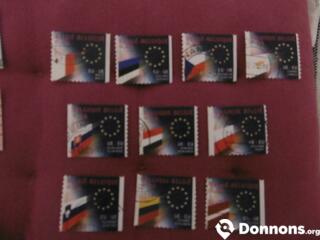 10 timbres Drapeaux Belgique