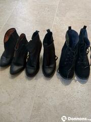 3 paires bottines cuir taille 36