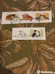 5 timbres oblitérés TENDRES ANIMAUX