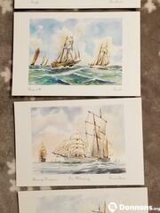 4 cartes copie aquarelle GEM Neuves