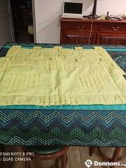 Tete de lit en tissu vert 2 fois 90cm