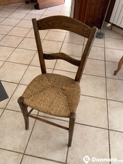 Chaise en paille et bois ancienne