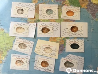 Lot divers timbres France œufs oiseaux