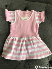 Photo Layette : robe d'été rose rayée 1 an