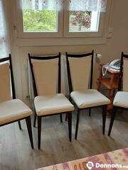 4 chaises bois et skai blanc