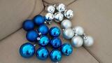 Lot de boules de Noël bleu/argenté