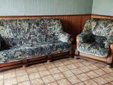 Canapé et fauteuil bois velour